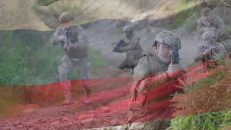 Animation-of-flag-of-russia-over-diverse-soldiers