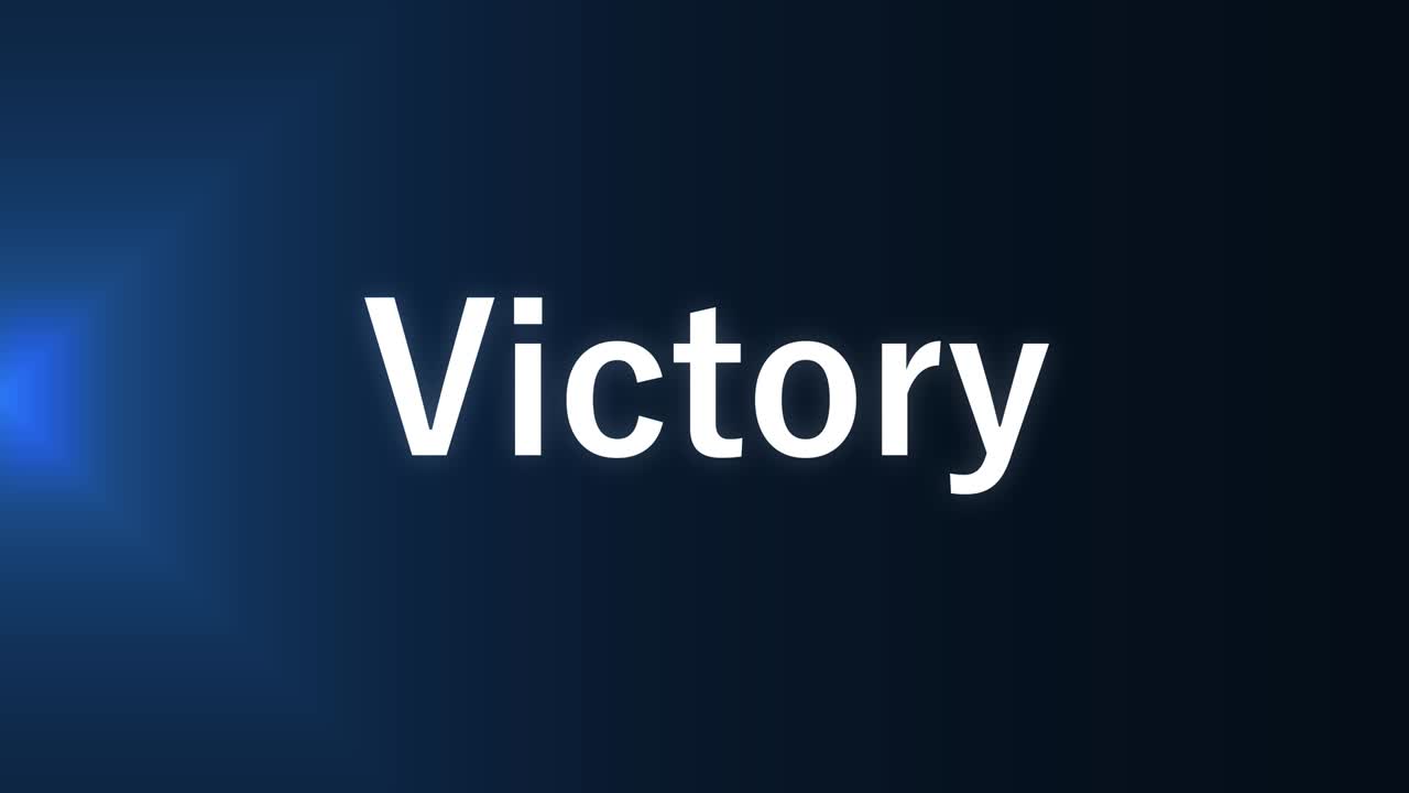 mensaje de animación de texto de victoria gráficos en movimiento
