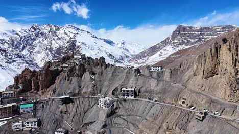 himalayan monastery nestled in a valley of snow and rock