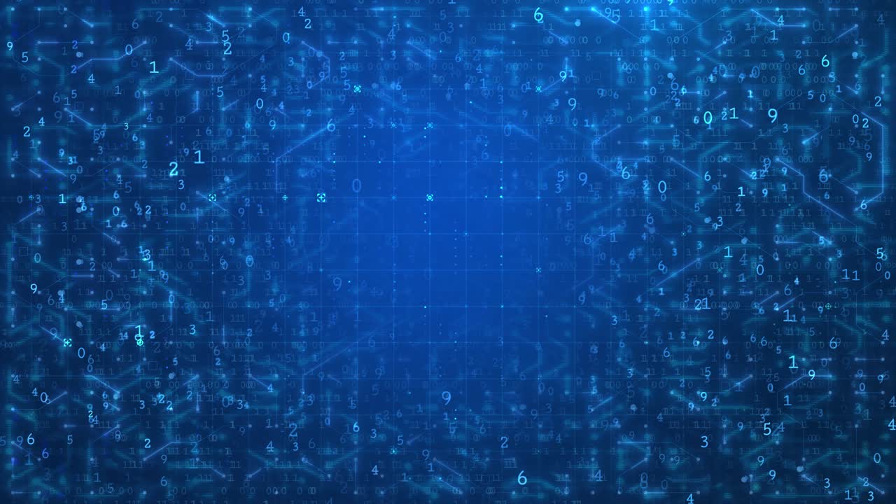 Motion Circuit Board with Binary Numbers: Futuristic Computer Motherboard Design