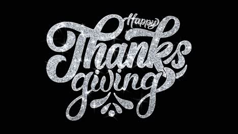 silver glitter happy thanksgiving text graphic