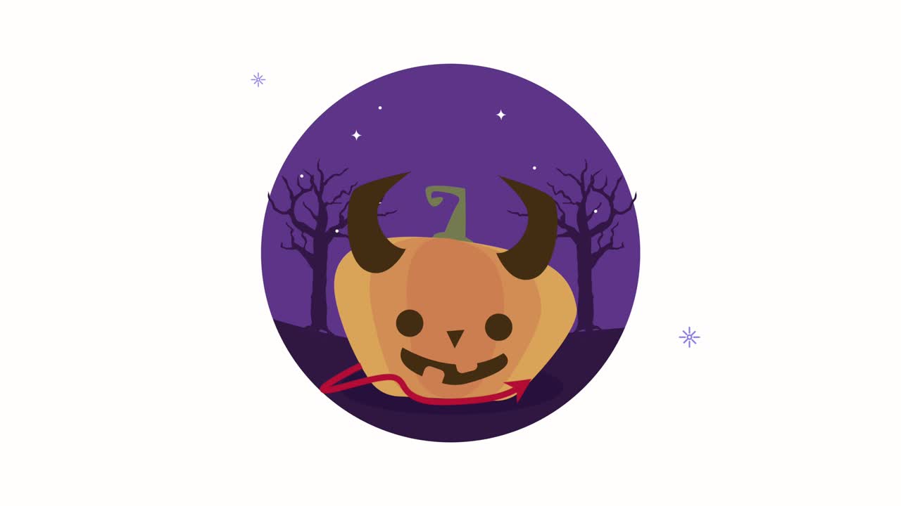 animazione della zucca del diavolo di halloween