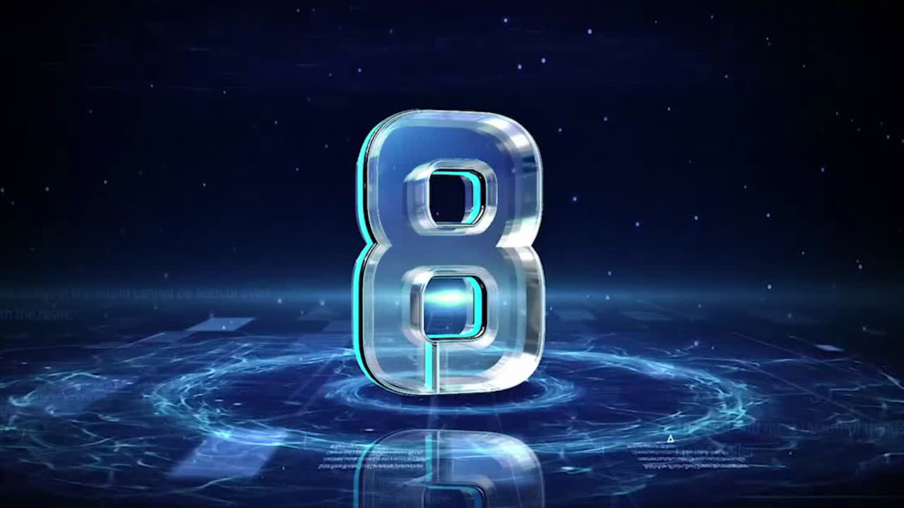 모션 그래픽 애니메이션으로 10 초에서 1 초까지 미래의 현대 카운트다운 타이머