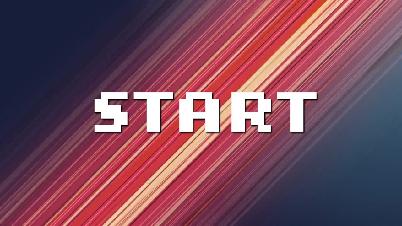 비디오 컴퓨터 게임 화면에서 단어 시작의 애니메이션