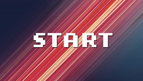 animation of the word start on video computer game screen