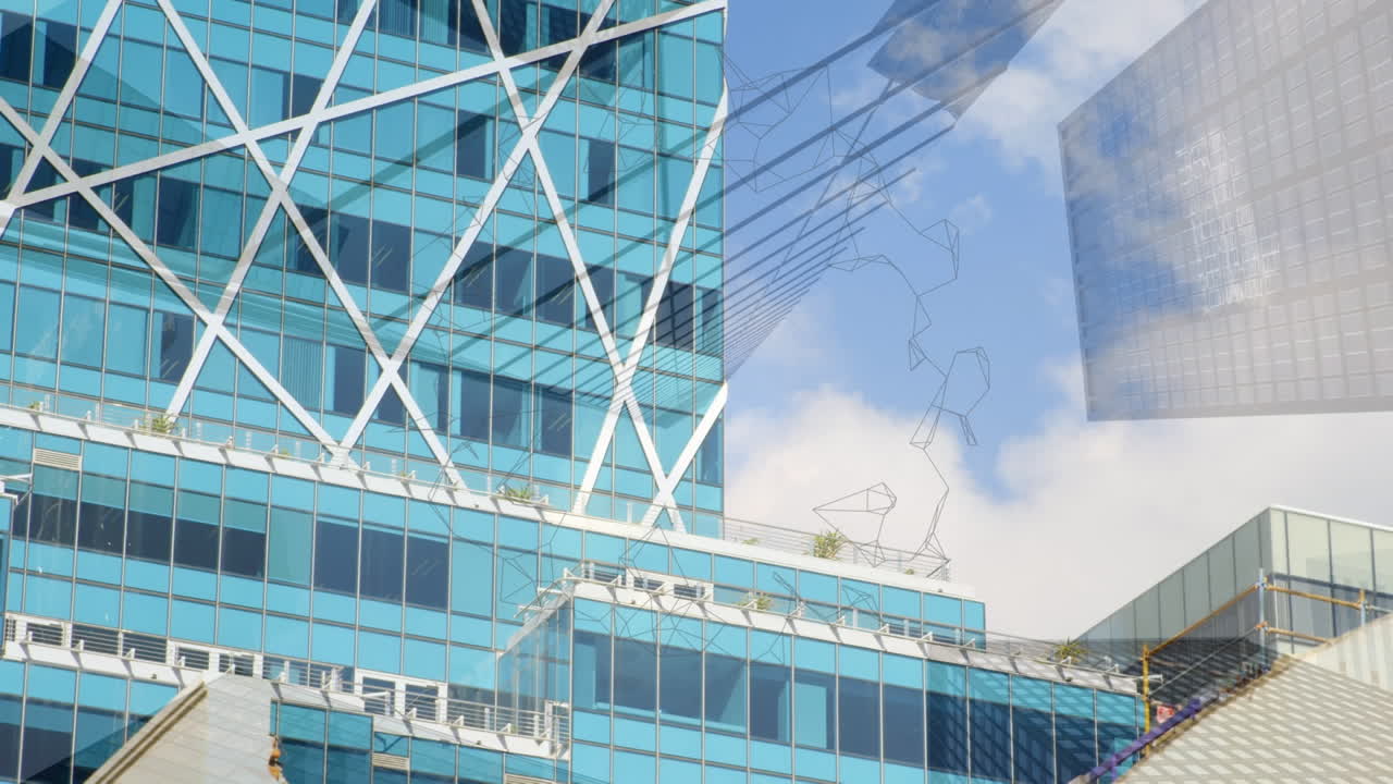 도시 풍경 위의 모양의 애니메이션