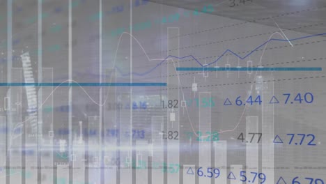 Animation-Der-Statistischen-Und-Börsendatenverarbeitung-Vor-Dem-Nächtlichen-Stadtbild