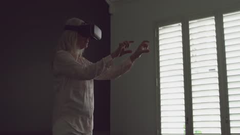 senior woman in vr headset