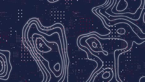 animación de patrones topográficos y conexiones de microprocesador contra un fondo azul