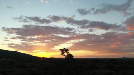 Große-Rotierende-Aufnahme-Eines-Atemberaubenden-Afrikanischen-Sonnenuntergangs