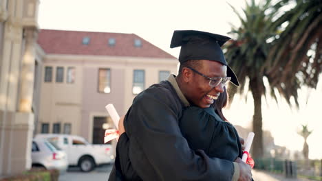 happy people, friends and hug in graduation