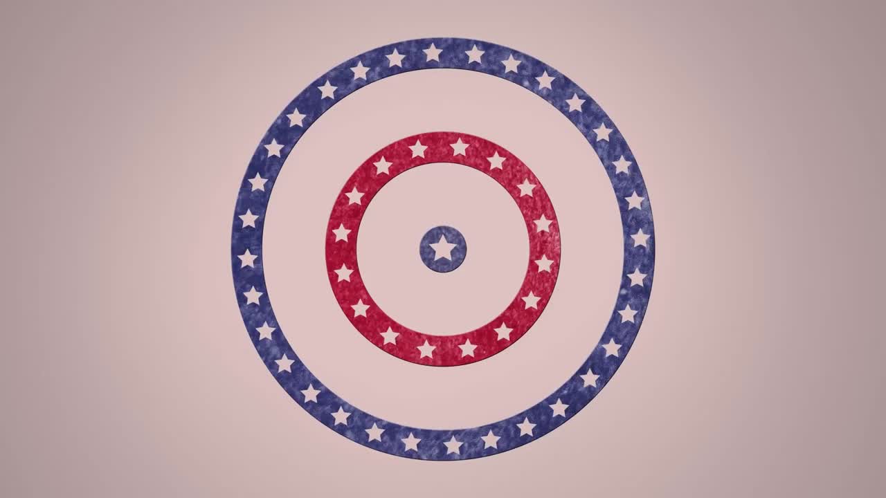 ⁇ 색 배경 위에 미국  ⁇ 발의 별과 줄무 ⁇ 로 회전하는 원의 애니메이션