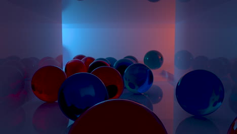 transparent balls in the tunnel, 3d rendering.