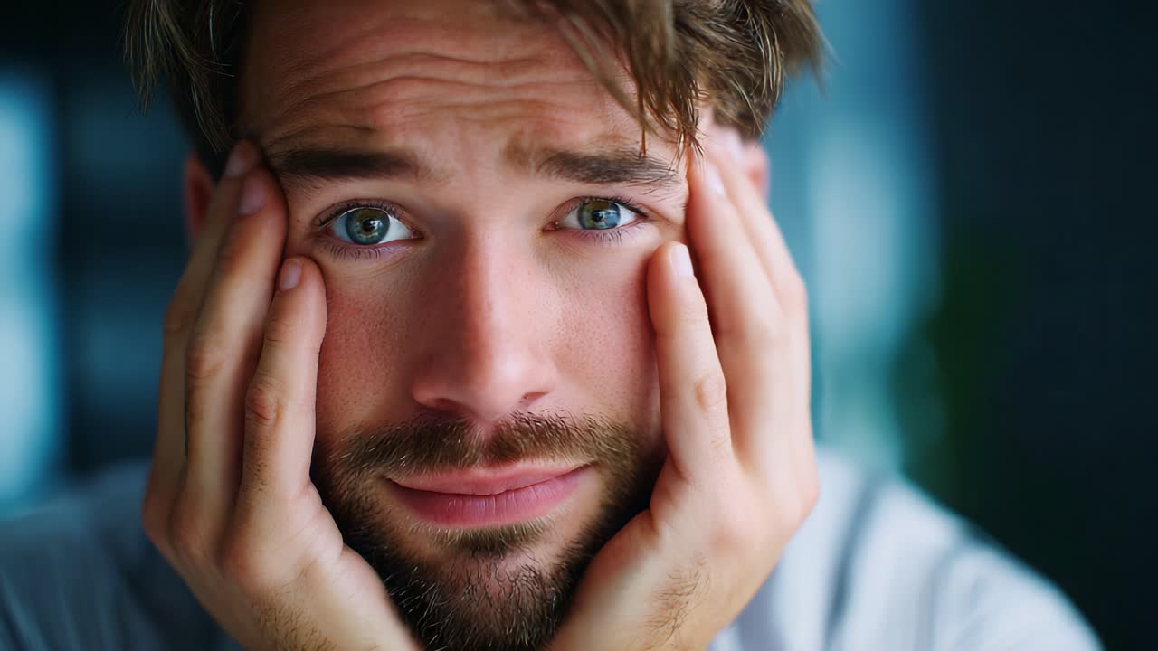 Ein junger Mann, der tiefe Kontemplation und emotionale Verletzlichkeit zum Ausdruck bringt und einen nachdenklichen Moment mit einem aufmerksamen Blick und einem aufrichtigen Gesichtsausdruck zeigt