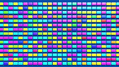 fondo geométrico simple abstracto 3d con cubos multicolores en 4k. animación en bucle suave. cubos aleatorios parpadean con luz de neón en el plano. fondo de diseño de movimiento simple creativo con objetos 3d