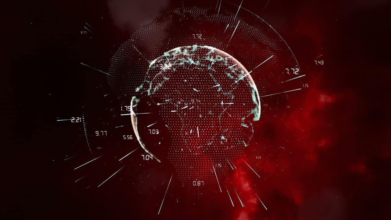 animación de la red de conexiones con números en todo el mundo