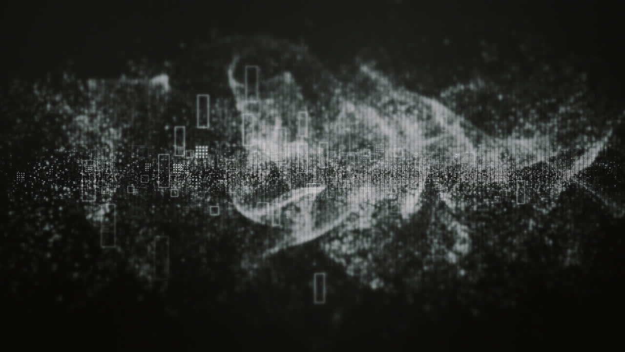 미래의 메타버스, 암호화된 숫자를 가진 하이테크 디지털 데이터 텔레메트리, 컴퓨터 데스크 화면 디스플레이 형식의 동적 배경 표시