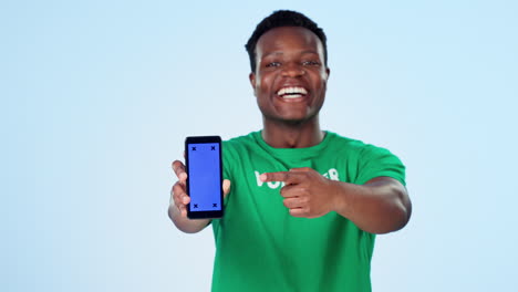 Man,-volunteering-or-phone-green-screen