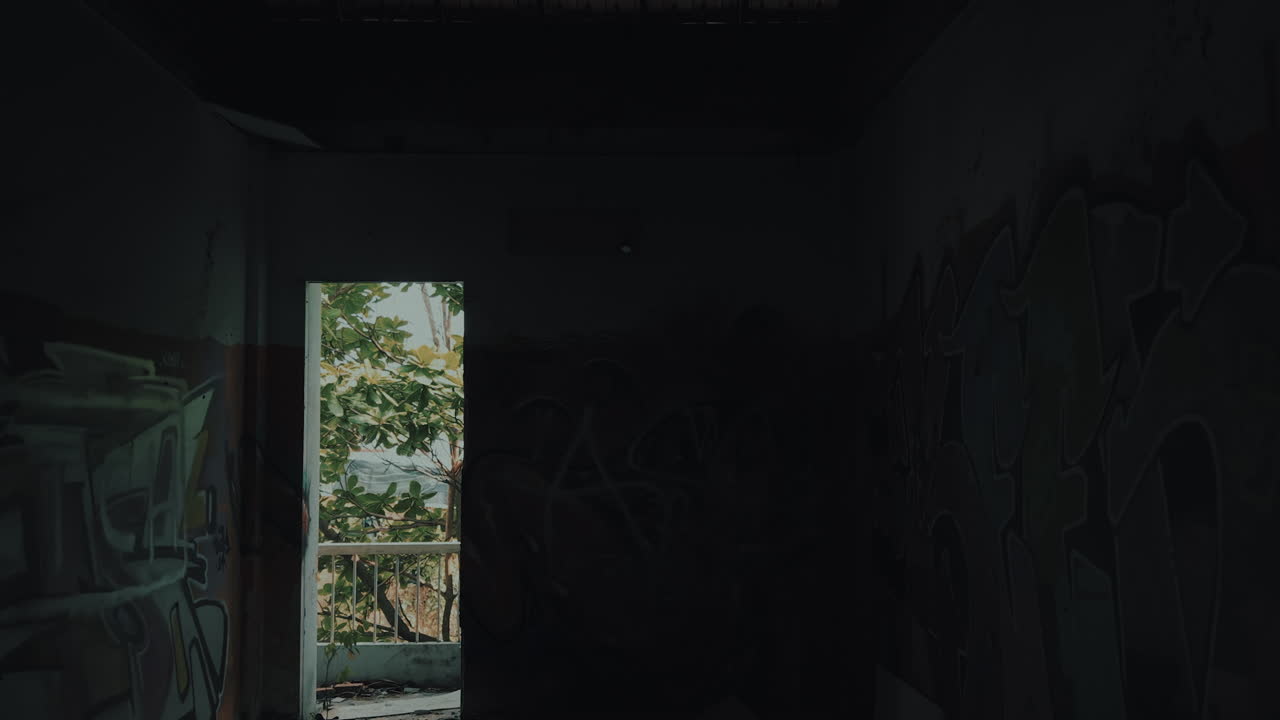 Abandoned Room with Graffiti and View