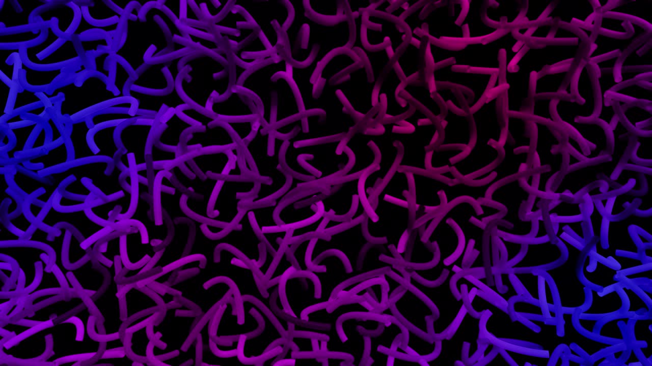3d abstract looped background with neon light, multicolored flashes of light bulbs of unusual shapes. Curved lines flash bright. VJ loop motion design bg. blue red gradient