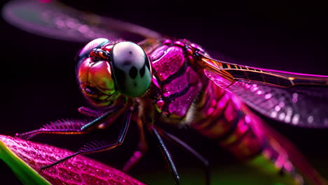 close-up of a dragonfly on a leaf