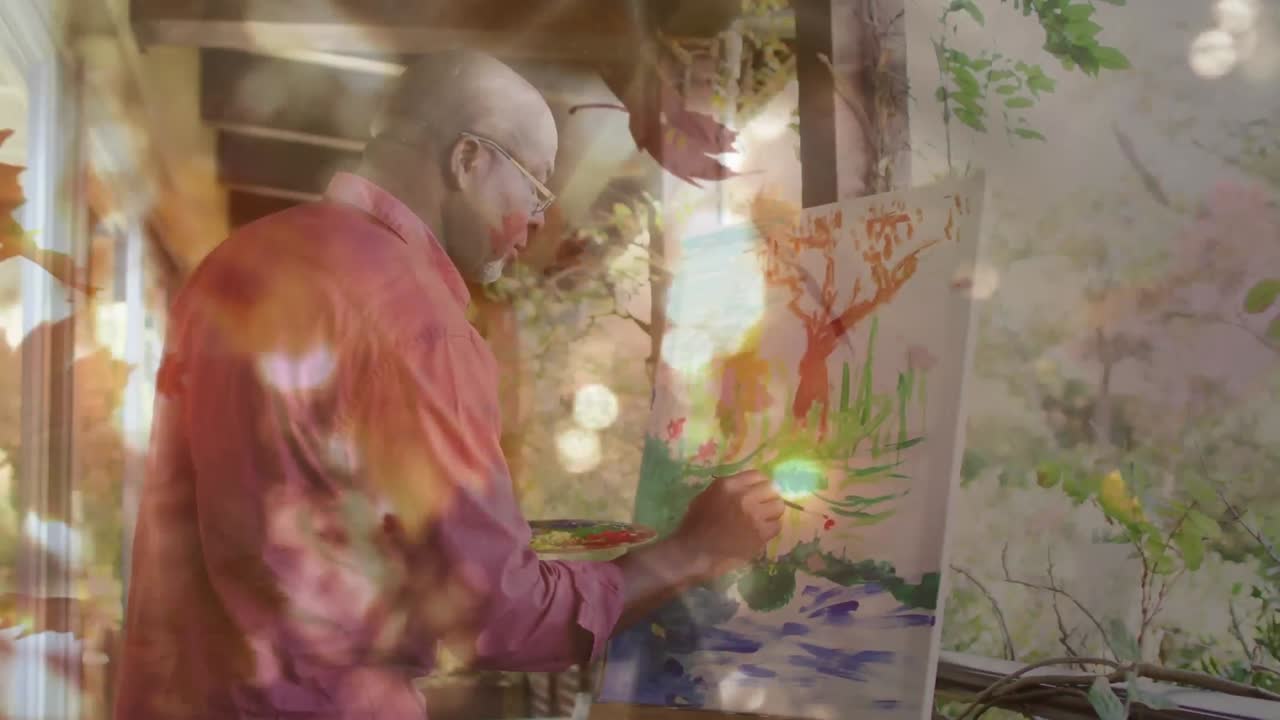 잎 위 에 그림 을 그리는 아프리카계 미국인 남자 의 애니메이션