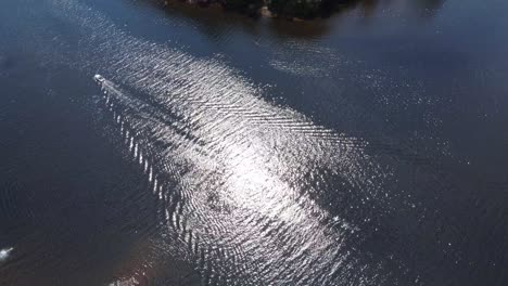 a speedboat on the lake in derwentwater