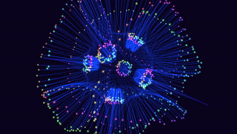 interconnected colorful lines and shapes form intricate 3d network