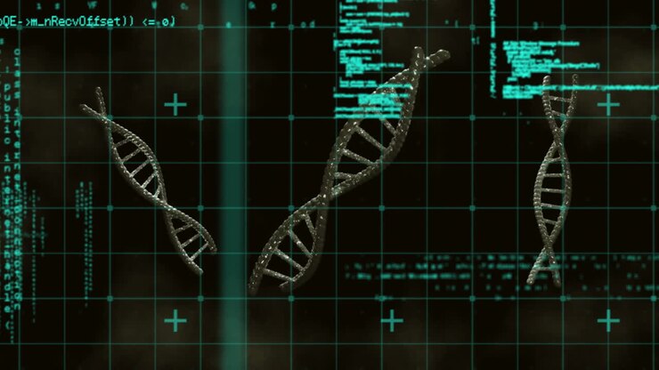 Animation of data processing over dna strands