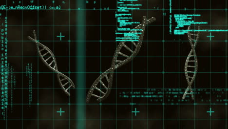 animation of data processing over dna strands