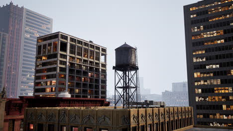 Detalle-Del-Tanque-De-La-Torre-De-Agua-De-Nueva-York