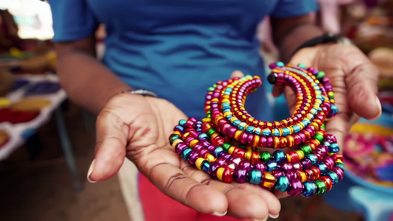 African Market Scene with Crafts and Jewelry