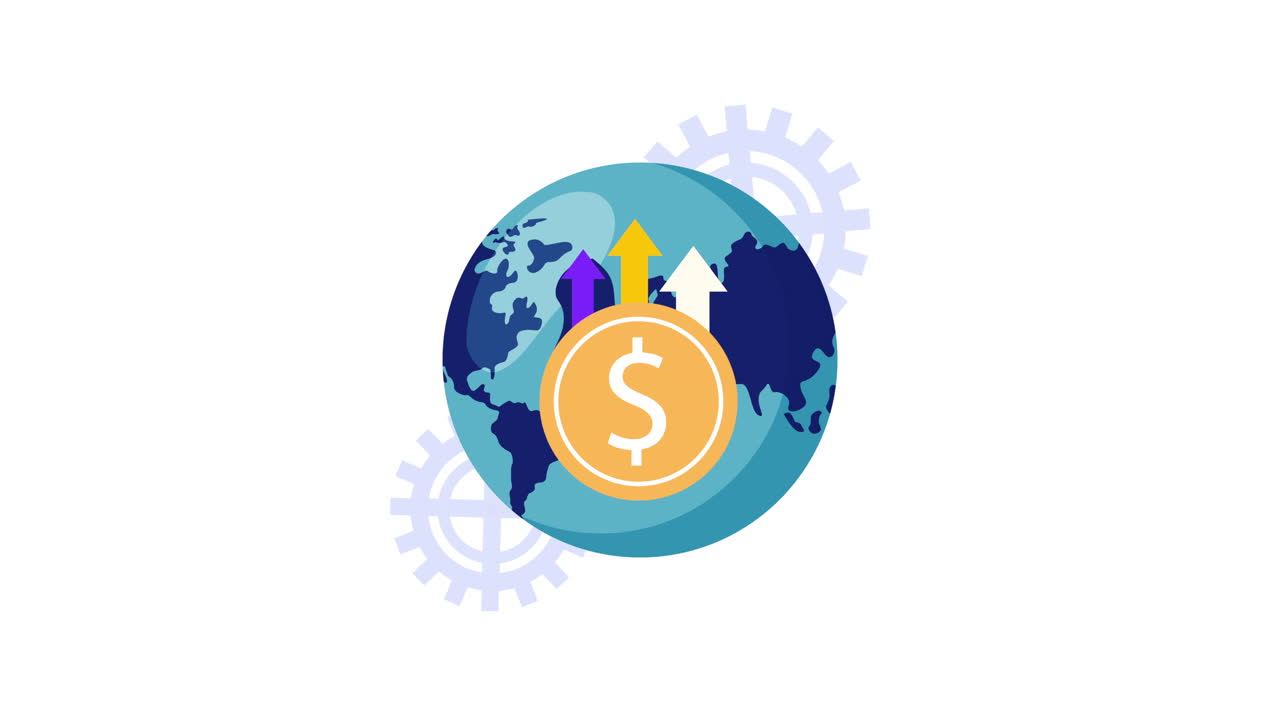 comercio electrónico de bitcoin con animación del planeta mundial