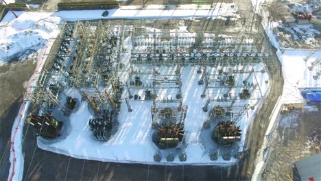 top-down view of electrical power distribution equipment, energy grid