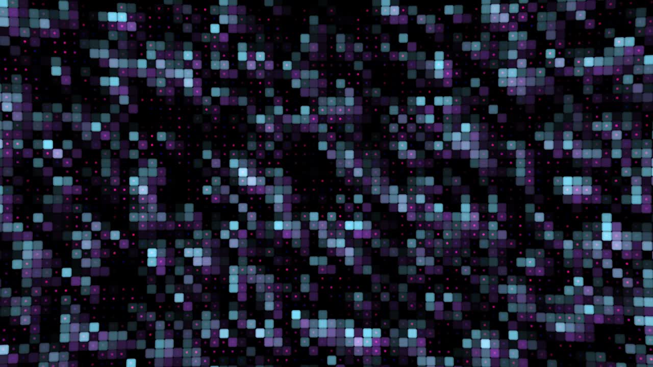 Blue and Violet random square tiles in seamless loop animated mosaic. Simple motion graphic background