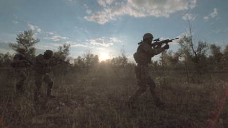 military training exercise in the forest