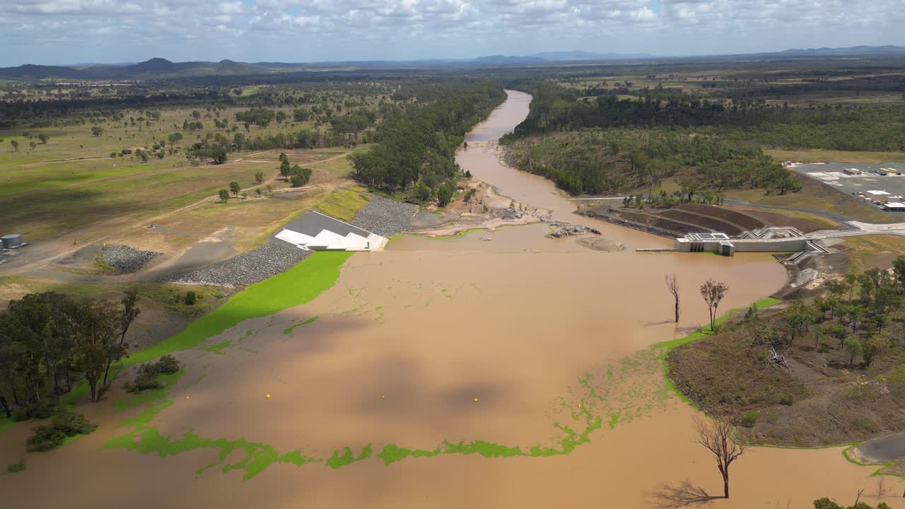 Aerial View of a Dam and River in Queensland, Australia