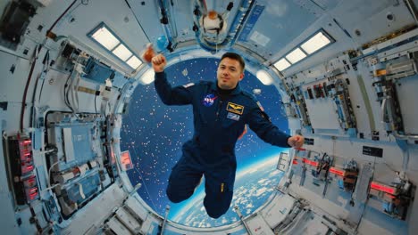 astronaut in space station