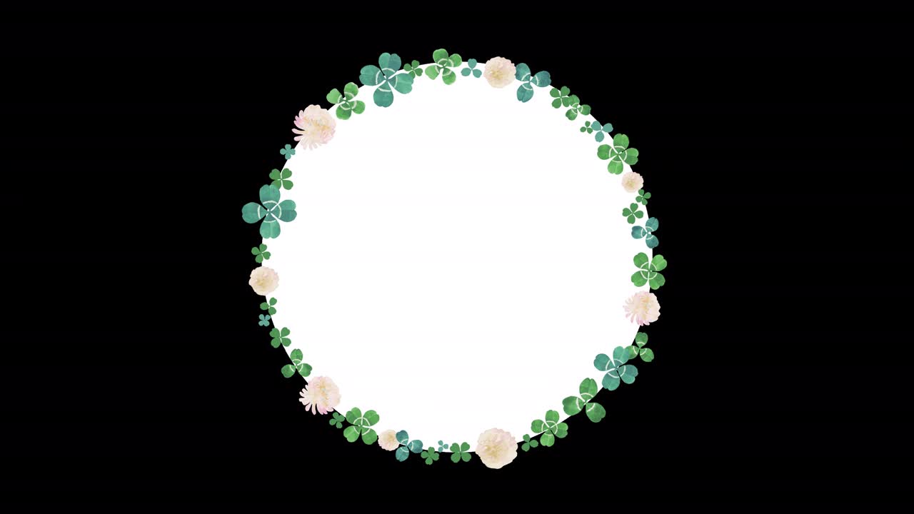 corona de trébol girando en el centro, ilustración en acuarela (sin color de fondo, canal alfa)