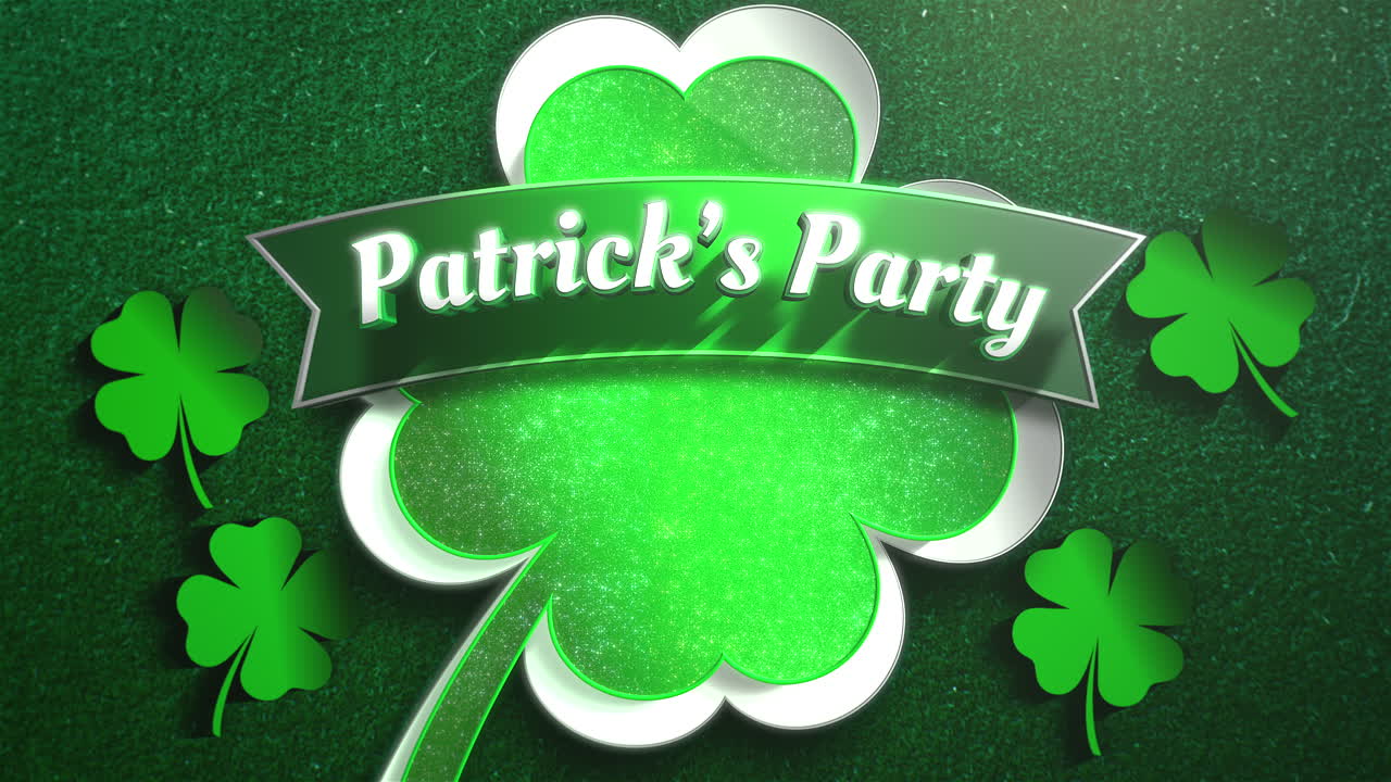 Festa di San Patrizio con trifogli irlandesi e nastro su sfumatura verde