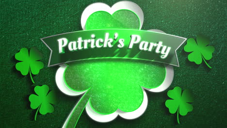 Patrick-Party-with-Irish-shamrocks-and-ribbon-on-green-gradient