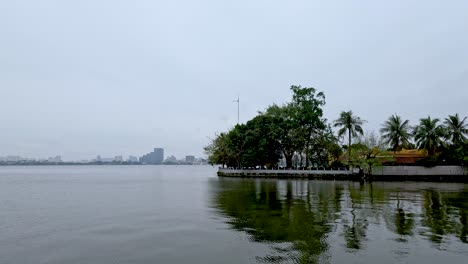 panoramic view of water and distant cityscape