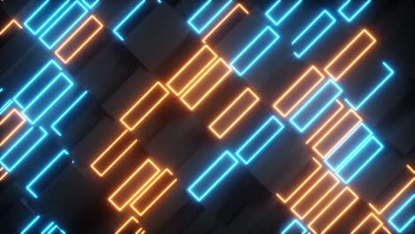 bright abstract moving structure of rectangles with neon elements