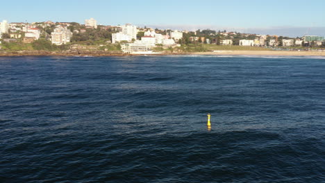 Yellow-shark-buoy-in-Bondi,-Sydney-Australia