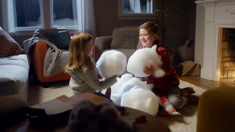 Kids Build an Indoor Snowman with Fake Snow