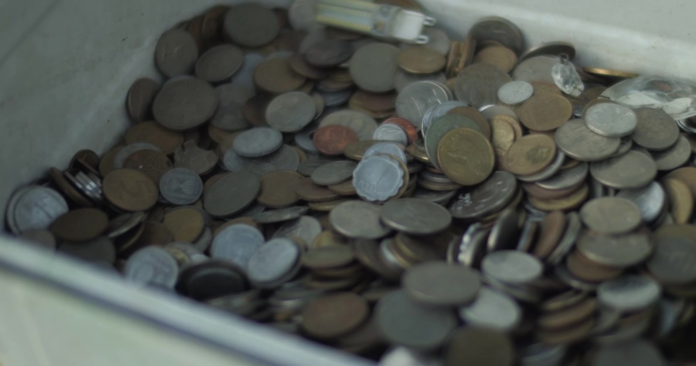 Antique coins being sold at flea market