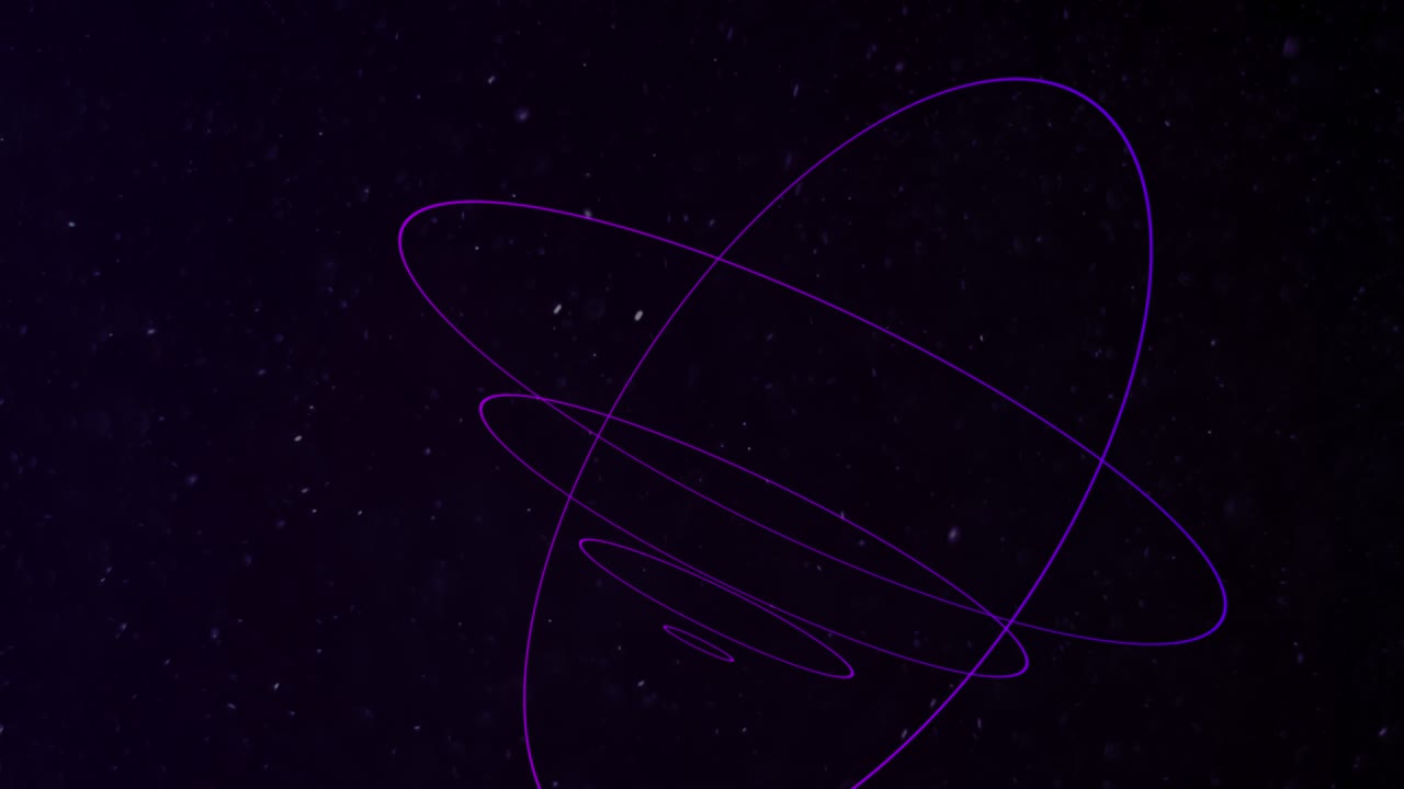 Abstract purple geometric circles in space with dust