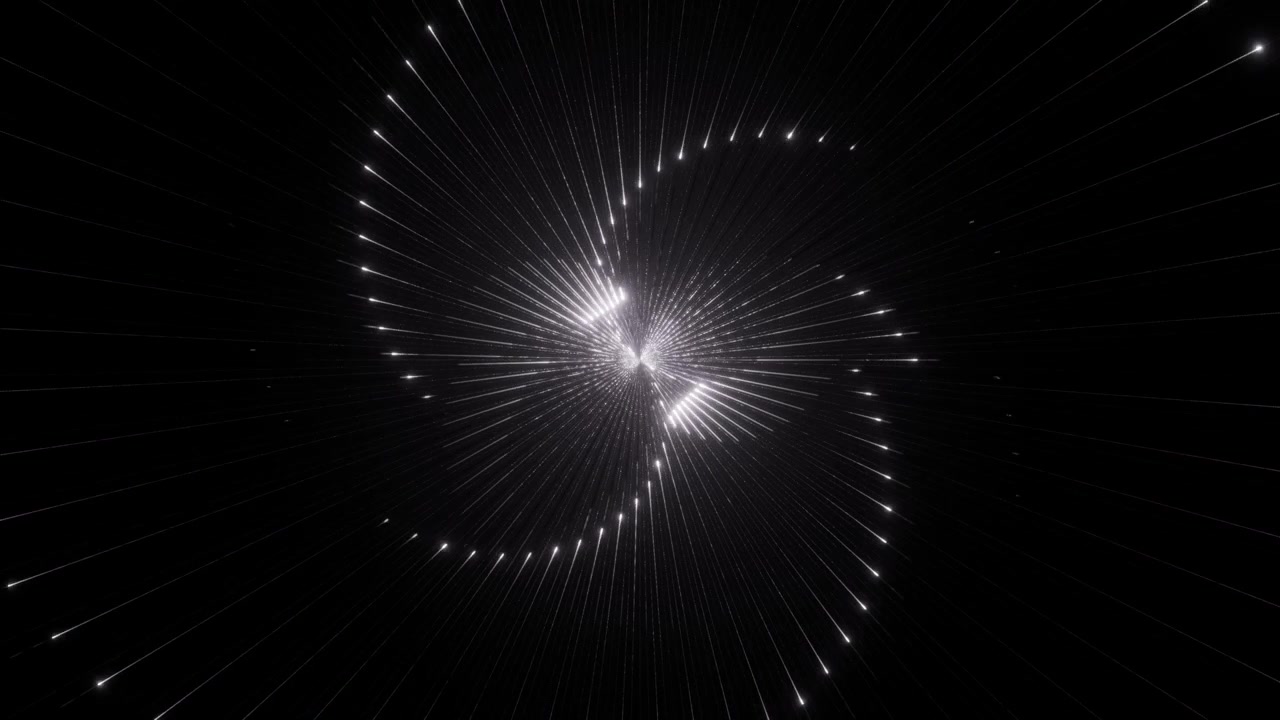 Abstrakter weiß leuchtender Licht-Spiralwirbel auf schwarzem Hintergrund