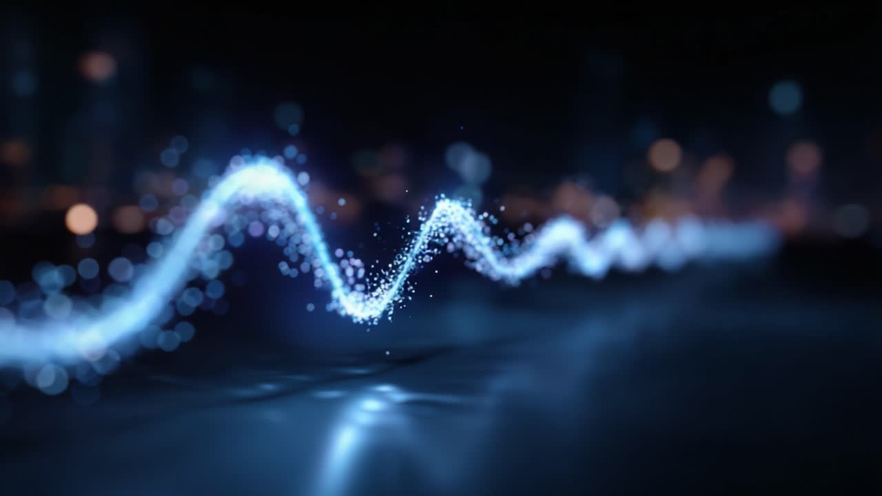 Dynamic visual representation of sound waves illuminated by vibrant blue light, showcasing energy and rhythm in a captivating visual experience