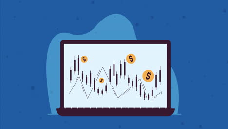 laptop computer with statistics animation